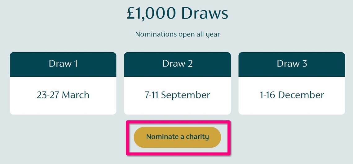 Screnshot for movement for good website of a button to nominate a charity